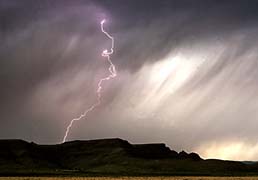 Lightning strikes a mesa in West Texas